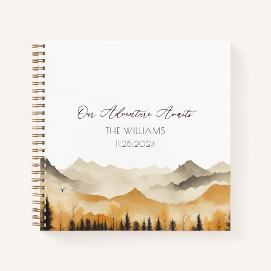 Neutral Boho Mountain Waterverf bruiloft gast Notitieboek (Voorkant)