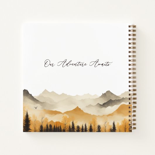 Neutral Boho Mountain Waterverf bruiloft gast Notitieboek (Achterkant)