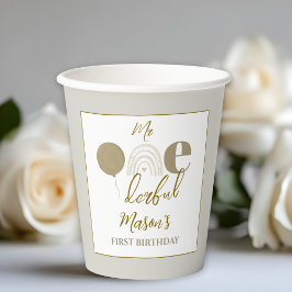 Neutral Boho Mr Onederful First Birthday Party Papieren Bekers