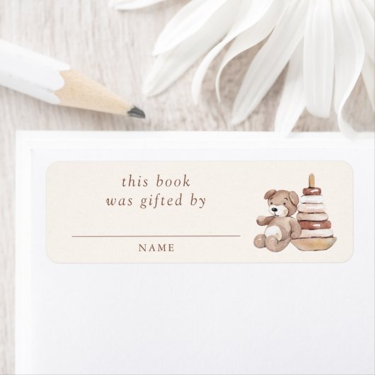 Neutral Boho Nursery Baby shower boek geschonken d Etiket (Insitu)