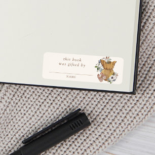 Neutral Boho Nursery Baby shower boek geschonken d Etiket