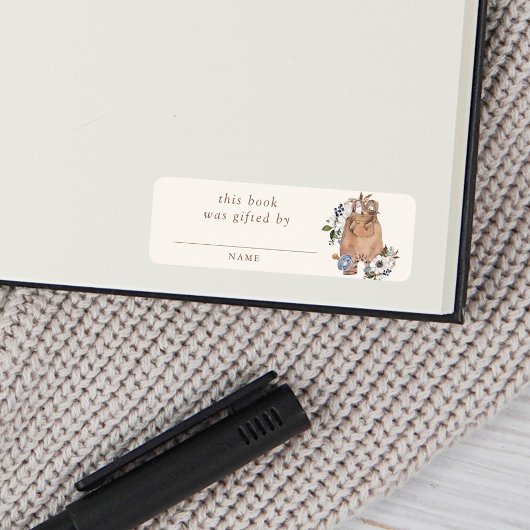 Neutral Boho Nursery Baby shower boek geschonken d Etiket
