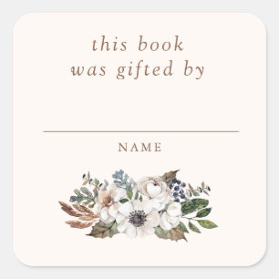 Neutral Boho Nursery Baby shower boek geschonken d Vierkante Sticker