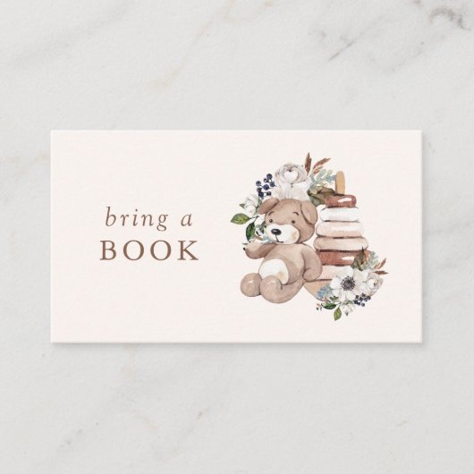 Neutral Boho Nursery Baby shower Bring a Book Informatiekaartje (Voorkant)