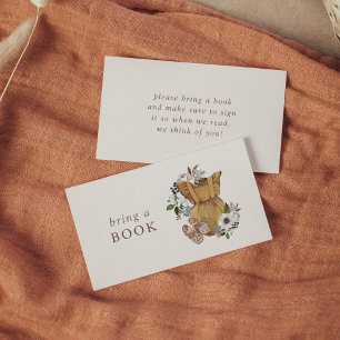 Neutral Boho Nursery Baby shower Bring a Book Informatiekaartje