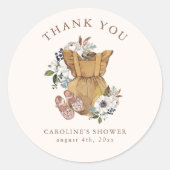 Neutral Boho Nursery Baby shower Dank u Ronde Sticker (Voorkant)