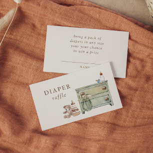 Neutral Boho Nursery Baby shower Luier Raffle Informatiekaartje