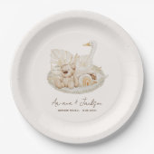 Neutral Boho Nursery Baby shower Papieren Bordje (Voorkant)