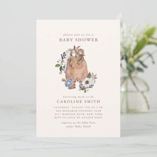 Neutral Boho Nursery Baby shower Uitnodiging (Staand voorkant)