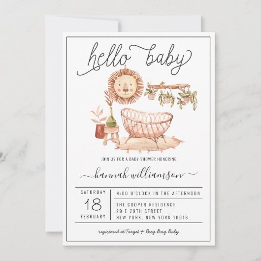 Neutral Boho Nursery | Uitnodiging tot Baby shower (Voorkant)