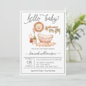 Neutral Boho Nursery | Uitnodiging tot Baby shower (Staand voorkant)