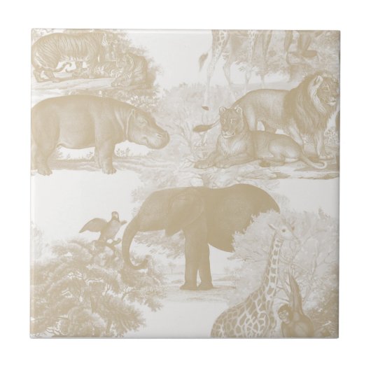 Neutral Boho Oerwoud Animals Safari Chinoiserie Tegeltje (Voorkant)