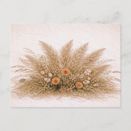 Neutral Boho Pampas Grass Wildflower Arrangement  Briefkaart (Voorkant)