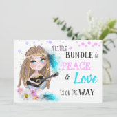 ** Neutral Boho Peace & Love Hippie Baby shower Kaart (Staand voorkant)