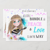 ** Neutral Boho Peace & Love Hippie Baby shower Kaart (Voorkant / Achterkant)