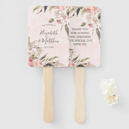 Neutral Boho Pink Peony Pampas Wedding Bedankt Handwaaier