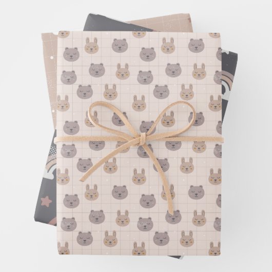 Neutral Boho Rainbow Baby Inpakpapier Vel (In situ)