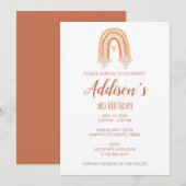 Neutral Boho Rainbow Birthday Invite Kaart (Voorkant / Achterkant)