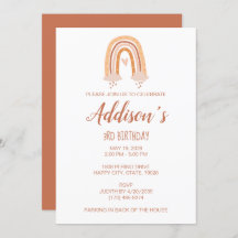 Neutral Boho Rainbow Birthday Invite