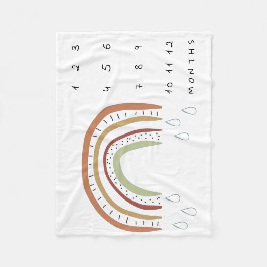 Neutral Boho Rainbow Milestone Fleece Deken (Voorkant)
