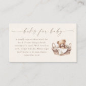 Neutral Boho Teddy Bear Baby shower Boeken voor Ba Informatiekaartje (Voorkant)