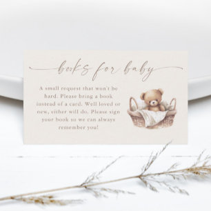 Neutral Boho Teddy Bear Baby shower Boeken voor Ba Informatiekaartje