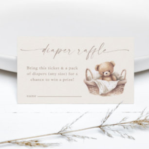 Neutral Boho Teddy Bear Baby shower Luier Raffle Informatiekaartje