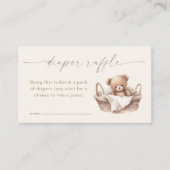 Neutral Boho Teddy Bear Baby shower Luier Raffle Informatiekaartje (Voorkant)