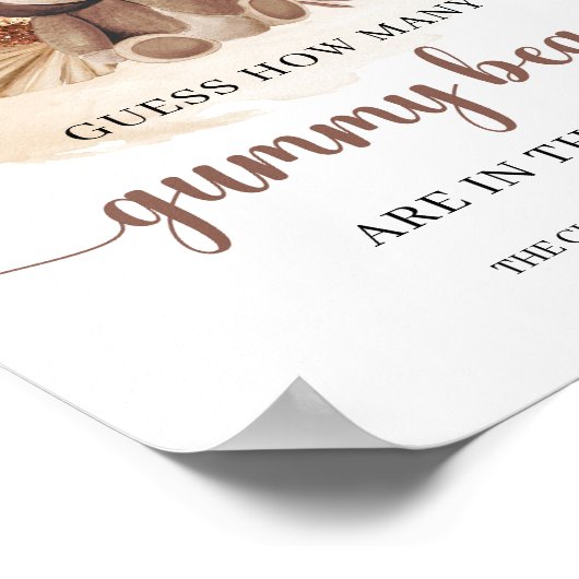 Neutral boho teddybeer Raad hoeveel gummy Beer Poster (Hoek)