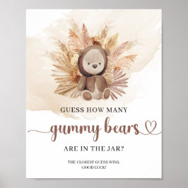 Neutral boho teddybeer Raad hoeveel gummy Beer Poster