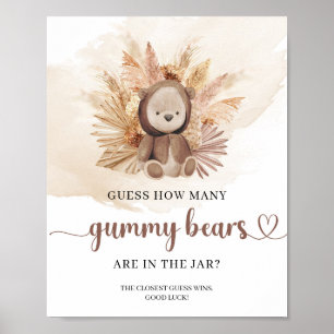 Neutral boho teddybeer Raad hoeveel gummy Beer Poster