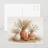 Neutral Boho Terracotta Vase Dried Botanical Briefkaart (Voorkant / Achterkant)