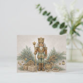 Neutral Boho Watercolor Christmas Nutcracker King  Feestdagenkaart (Staand voorkant)