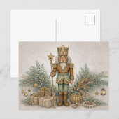 Neutral Boho Watercolor Christmas Nutcracker King  Feestdagenkaart (Voorkant / Achterkant)