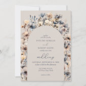 Neutral Boho waterverf wilde bloemen marine ivoor Kaart (Voorkant)