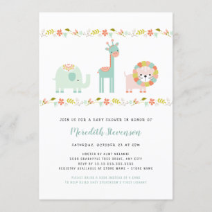 Neutral Boho Wild Animal Baby shower Kaart