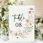 Neutral Boho Wildflower Floral Wedding Kaart<br><div class="desc">Guide your guests with ease using these hand-painted watercolor wildflower wedding table number cards. Featuring a delicate wreath of wildflowers in romantic neutral tones surrounding bold modern script, these cards bring a rustic yet elegant touch to your reception tables. Perfect for boho, garden, or spring and summer weddings, the design...</div>