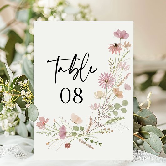 Neutral Boho Wildflower Floral Wedding Kaart