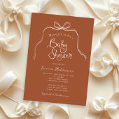 Neutral Bold Simple Bow Baby shower Invitation Kaart