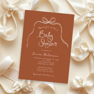 Neutral Bold Simple Bow Baby shower Invitation Kaart