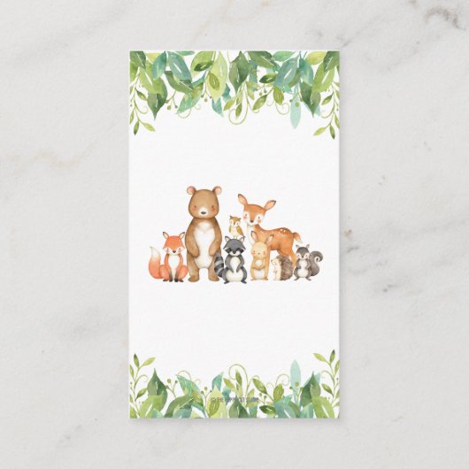 Neutral bosdieren groen luier rafel informatiekaartje (Achterkant)