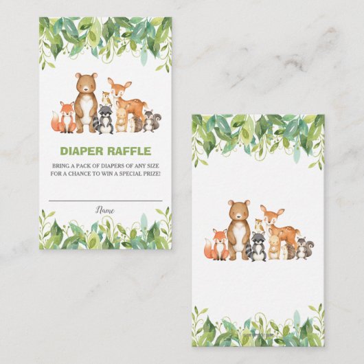 Neutral bosdieren groen luier rafel informatiekaartje (Voorkant / Achterkant)