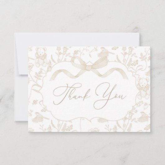 Neutral Bow Baby shower Dank je kaart (Voorkant)
