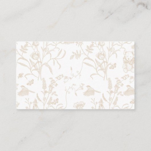 Neutral Bow Baby shower Luier Raffle Informatiekaartje (Achterkant)