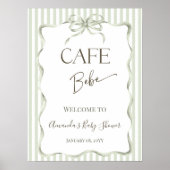 Neutral Bow Cafe Bebe Coffee Baby Shower Welcome Poster (Voorkant)