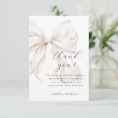 Neutral Bow White Baby shower Bedankkaart (Staand voorkant)