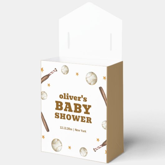 Neutral Boy Batter Up Baseball Sport Baby Shower  Bedankdoosjes (Open)
