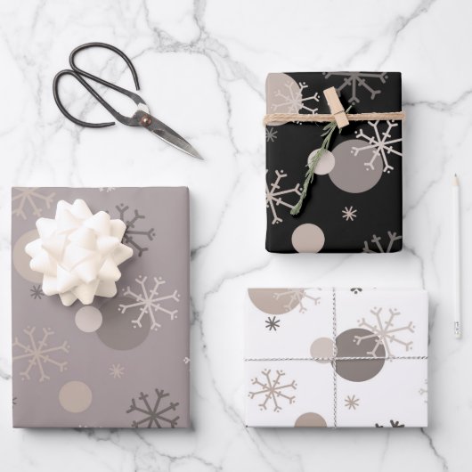 Neutral Brown Beige Boho Winter Kerstmis Inpakpapier Vel (Voorkant)