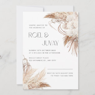 Neutral Brown Boho Waterverf Flowers Kaart