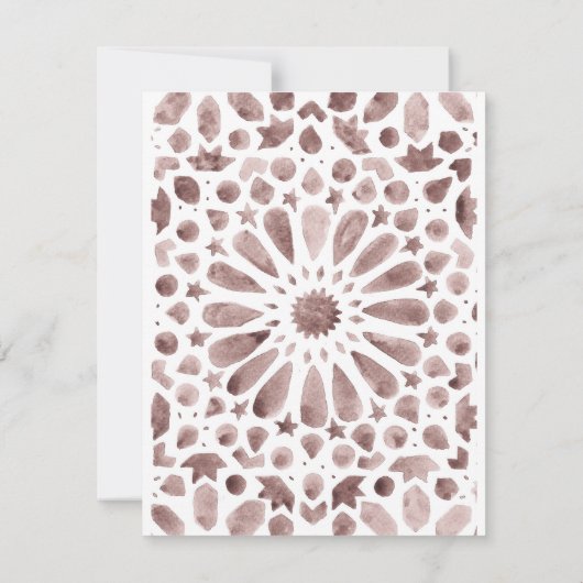 Neutral Brown Islamic Pattern Multi Event Wedding RSVP Kaartje (Achterkant)